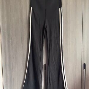 Black Flared Pants with White Stripes